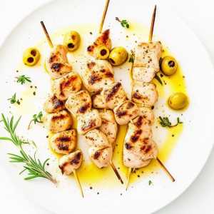 Olive and Black Pepper Chicken Skewers