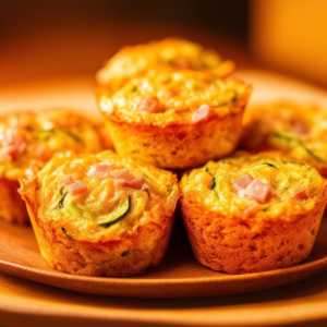 Keto Low Carb Zucchini Bread Bites with Ham and Parmesan