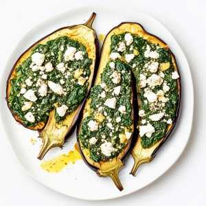 Spinach and Feta Stuffed Eggplant