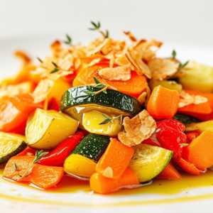 Olive Oil and Thyme Roasted Vegetables with Coconut Flakes