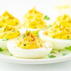 Keto Lemon Herb Deviled Eggs