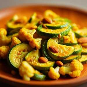 Zucchini, Almond & Cauliflower Stir-fry