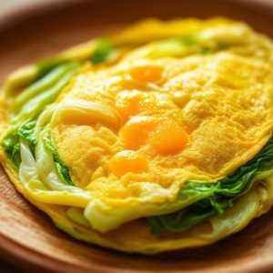 Kai Lan Omelette with Egg Yolks