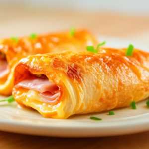 Chicken Rolls stuffed with cheese and ham