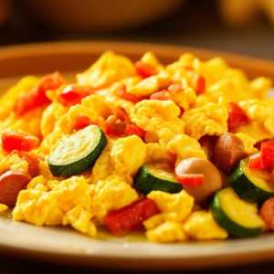 Scramble Eggs with Sausages