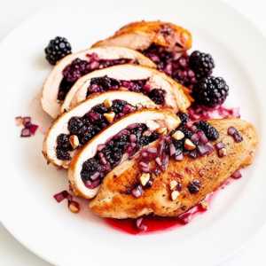 Blackberry, Onion, and Brazil Nut Stuffed Chicken Breast