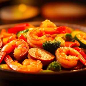 Shrimp and Poultry Sausage Stir-Fry