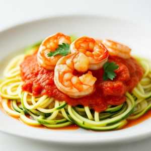 Zucchini Noodles with Prawns and Tomato Sauce