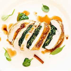 Garlic and Spinach Stuffed Chicken Breast with Cinnamon Glaze