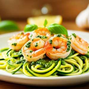 Zucchini Noodles with Pesto Shrimp