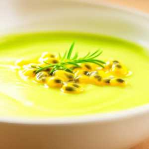 Leek Soup with Passion Fruit Garnish
